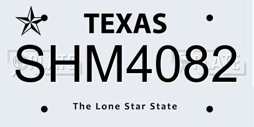 SHM4082 Texas License Plate