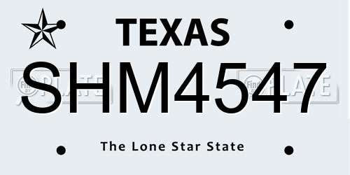 SHM4547 Texas License Plate