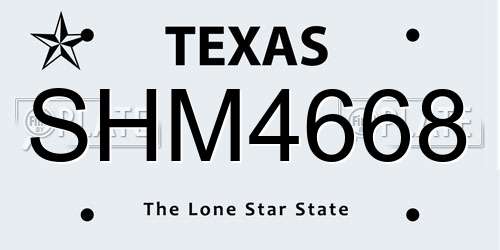 SHM4668 Texas License Plate