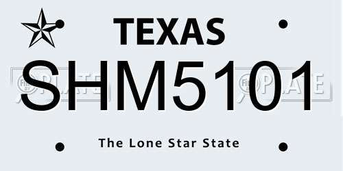 SHM5101 Texas License Plate