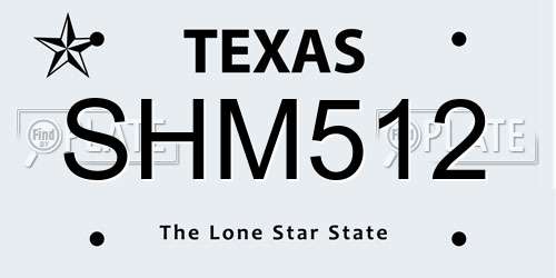 SHM512 Texas License Plate
