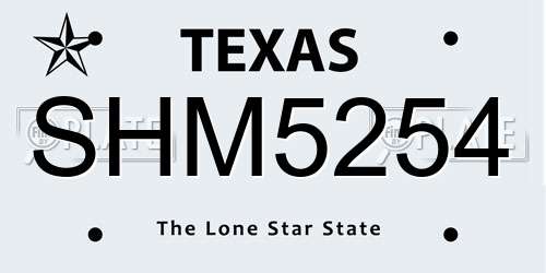 SHM5254 Texas License Plate