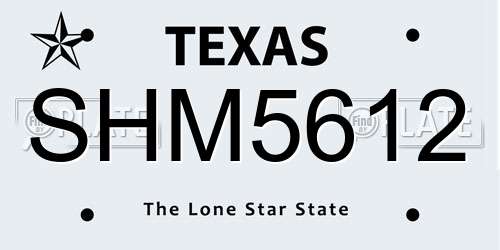 SHM5612 Texas License Plate