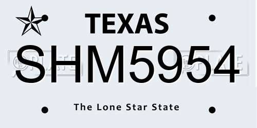 SHM5954 Texas License Plate