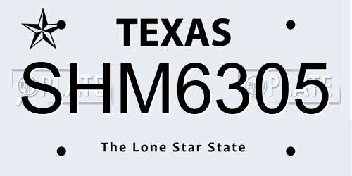SHM6305 Texas License Plate