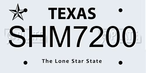 SHM7200 Texas License Plate