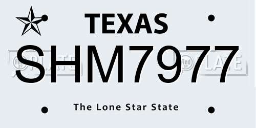SHM7977 Texas License Plate