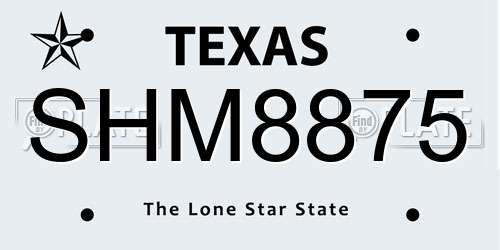 SHM8875 Texas License Plate