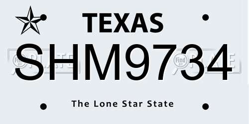 SHM9734 Texas License Plate