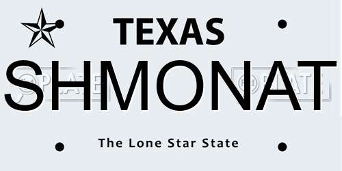 SHMONAT Texas License Plate
