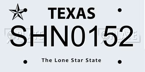 SHN0152 Texas License Plate