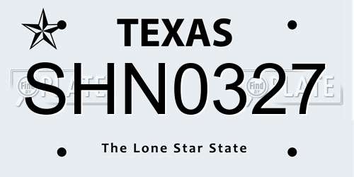 SHN0327 Texas License Plate