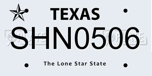 SHN0506 Texas License Plate