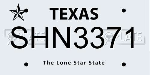 SHN3371 Texas License Plate