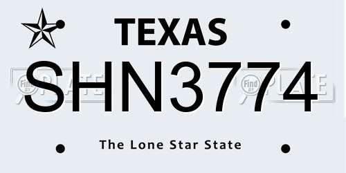 SHN3774 Texas License Plate