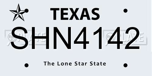 SHN4142 Texas License Plate