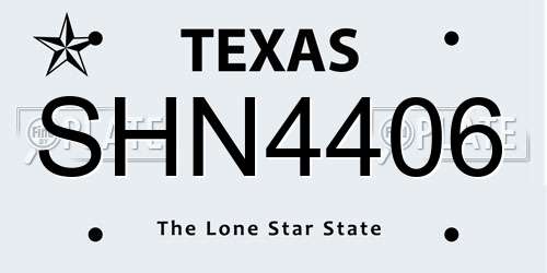 SHN4406 Texas License Plate