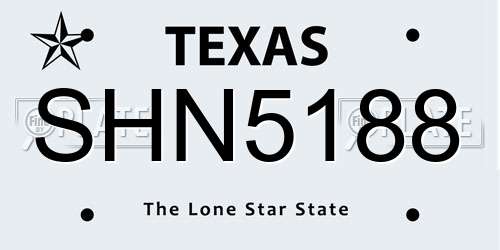 SHN5188 Texas License Plate