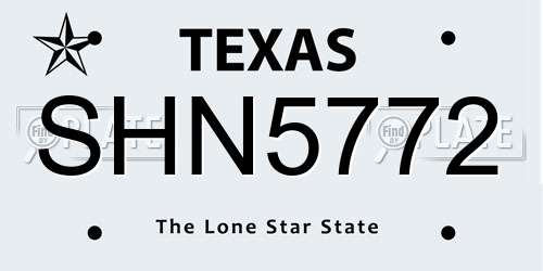 SHN5772 Texas License Plate