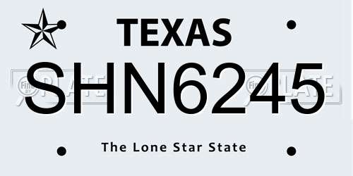 SHN6245 Texas License Plate