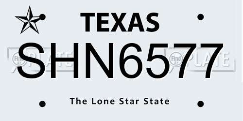 SHN6577 Texas License Plate