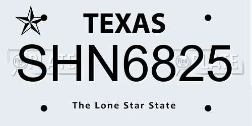 SHN6825 Texas License Plate