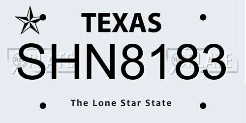 SHN8183 Texas License Plate