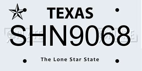 SHN9068 Texas License Plate