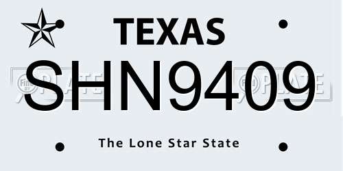 SHN9409 Texas License Plate