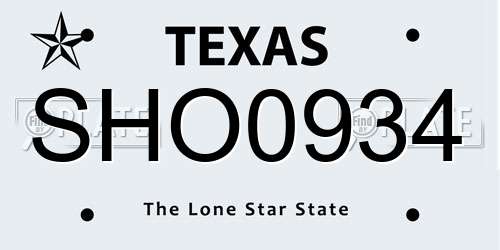 SHO0934 Texas License Plate