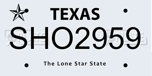 SHO2959 Texas License Plate