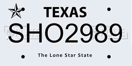 SHO2989 Texas License Plate