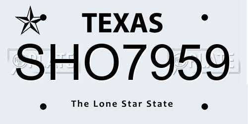 SHO7959 Texas License Plate