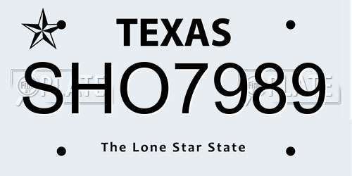 SHO7989 Texas License Plate