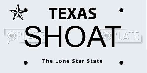 SHOAT Texas License Plate