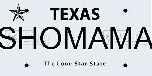 SHOMAMA Texas License Plate