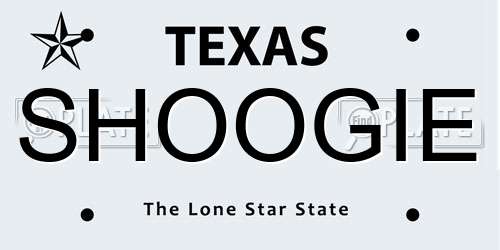 SHOOGIE Texas License Plate