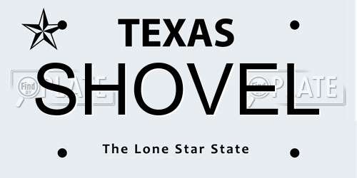SHOVEL Texas License Plate