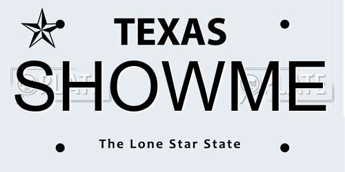 SHOWME Texas License Plate