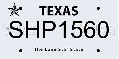 SHP1560 Texas License Plate