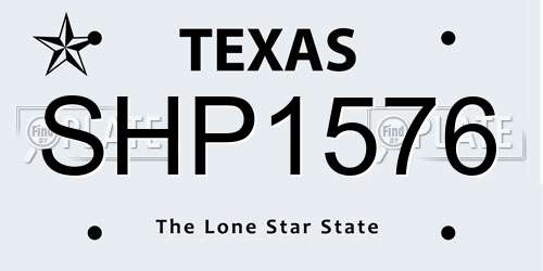 SHP1576 Texas License Plate