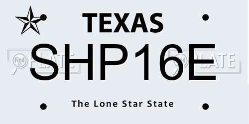 SHP16E Texas License Plate