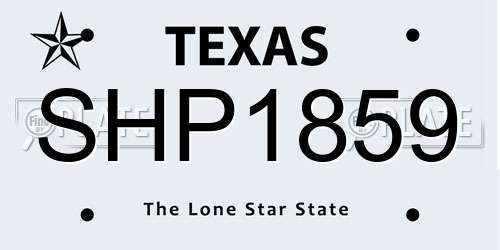 SHP1859 Texas License Plate