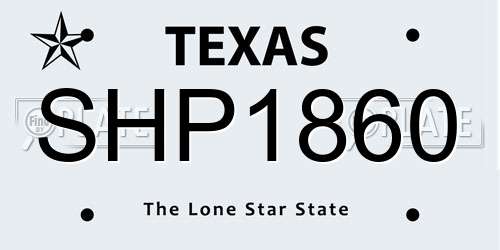 SHP1860 Texas License Plate