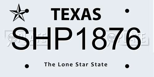 SHP1876 Texas License Plate