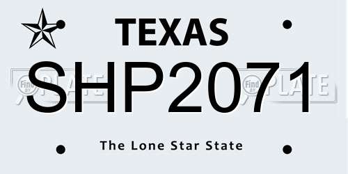 SHP2071 Texas License Plate