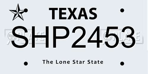 SHP2453 Texas License Plate