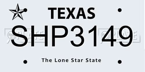 SHP3149 Texas License Plate