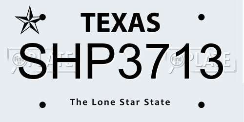 SHP3713 Texas License Plate