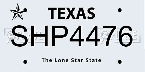 SHP4476 Texas License Plate